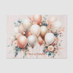 Colourful White Peach Floral Balloons Elegant Part Tissue Paper