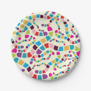 Colourful Wiggle Worm Pattern Paper Plate