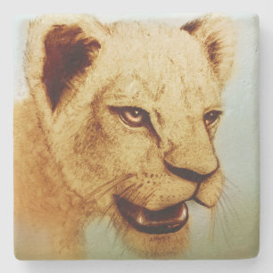 Colourful Wild Animal - Lion, Stone Coaster