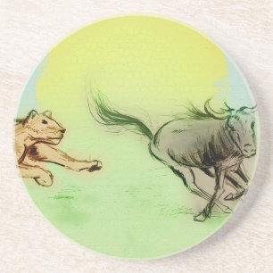Colourful Wild Animals Chase, SandStone Coaster