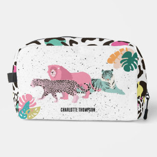 Colourful Wild Animals & Tropical Leaves Dopp Kit