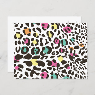 Colourful Wild Animals & Tropical Leaves Holiday Postcard