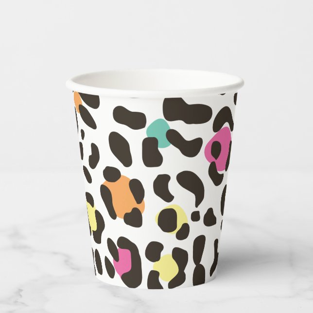 Colourful Wild Animals & Tropical Leaves Paper Cups (Front)