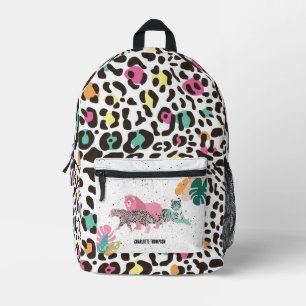 Colourful Wild Animals & Tropical Leaves Printed Backpack