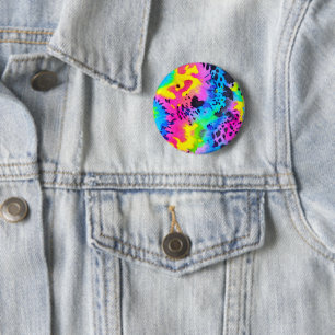 Colourful Wild Cheetah Tye Dye Pattern 6 Cm Round Badge