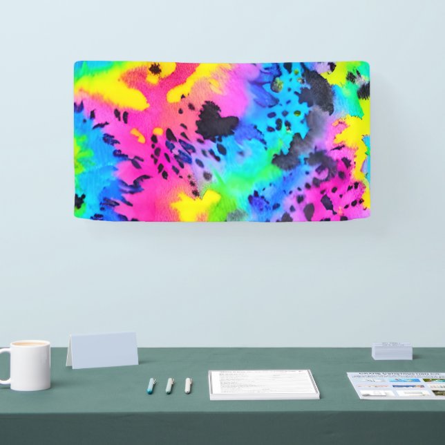 Colourful Wild Cheetah Tye Dye Pattern  Banner (Tradeshow)