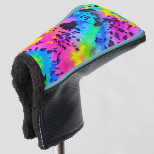 Colourful Wild Cheetah Tye Dye Pattern Golf Head Cover