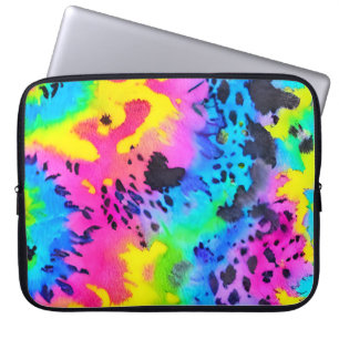Colourful Wild Cheetah Tye Dye Pattern Laptop Sleeve