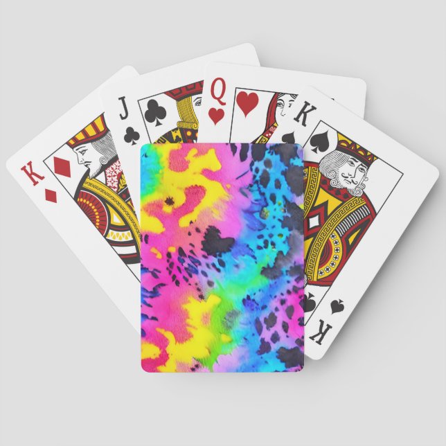 Colourful Wild Cheetah Tye Dye Pattern  Playing Cards (Back)