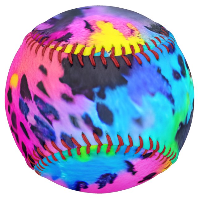 Colourful Wild Cheetah Tye Dye Pattern  Softball (Front)