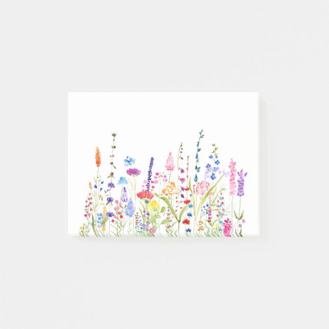 colourful wild flower field post-it notes (Front)