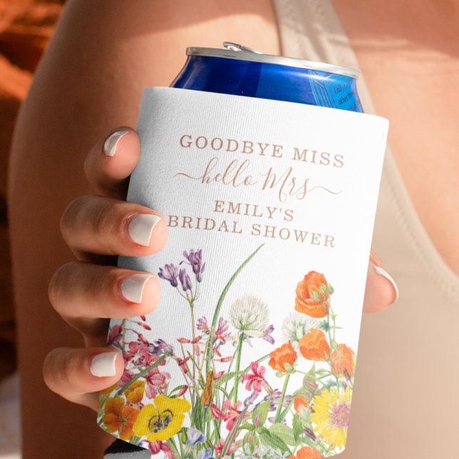 Colourful Wild Flowers Country Floral Goodbye Miss Can Cooler (Creator Uploaded)