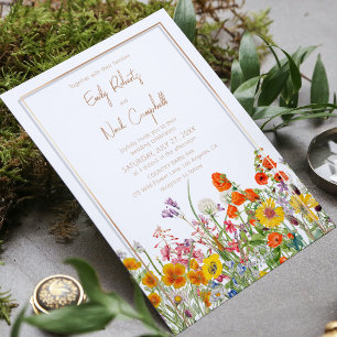 Colourful Wild Flowers Country Floral Wedding Invitation
