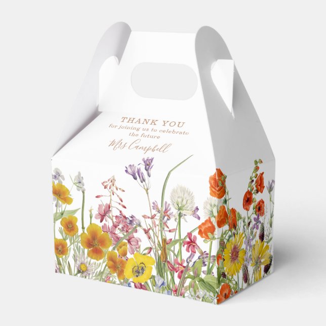 Colourful Wild Flowers Country Future Mrs Floral Favour Box (Front Side)