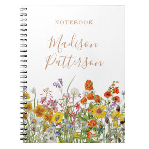 Colourful Wild Flowers Country Personalised Name Notebook