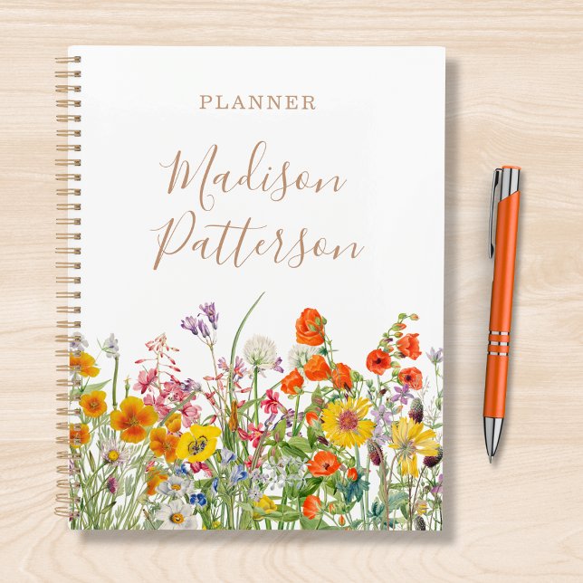 Colourful Wild Flowers Country Personalised Name Planner (Creator Uploaded)