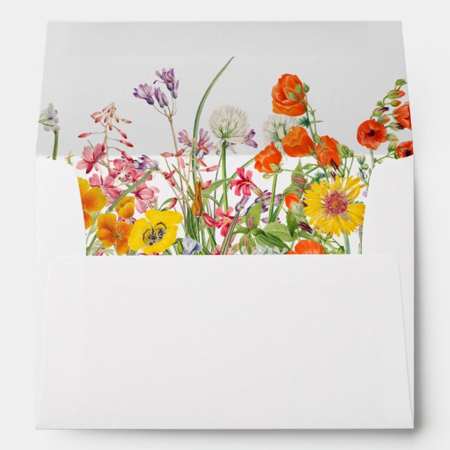 Colourful Wild Flowers Country Wedding Envelope (Back (Bottom))