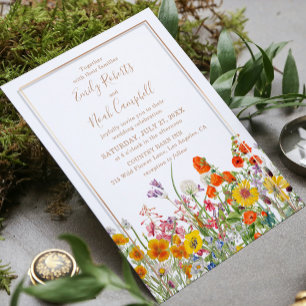 Colourful Wild Flowers Country Wedding Invitation