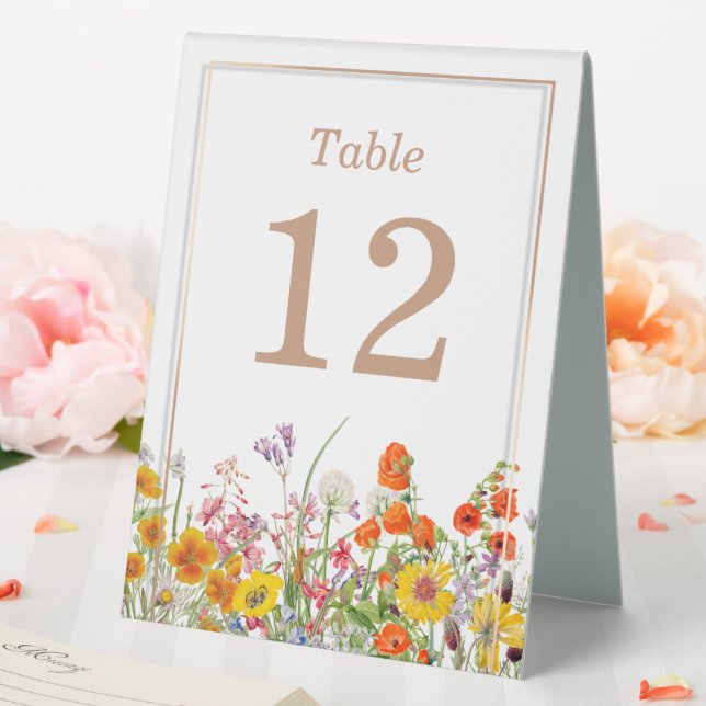 Colourful Wild Flowers Country Wedding Table Numbe (In SItu (Wedding))
