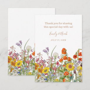 Colourful Wild Flowers Country Wedding Thank You