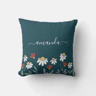 Colourful wild flowers cushion