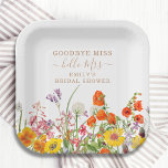 Colourful Wild Flowers Goodbye Miss Bridal Shower Paper Plate<br><div class="desc">Colourful Wild Flowers Country Wedding Goodbye Miss Bridal Shower Paper Party Plates features pretty country flowers in orange, yellow, purple and pink on a white background with your custom information. Perfect for your special Hen's Party, Bachelorette Party, Bridal Shower, Pamper Party, Bachelorette Weekend and wedding celebration with modern botanical flowers...</div>
