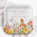 Colourful Wild Flowers Miss To Mrs Bridal Shower Paper Plate<br><div class="desc">Colourful Wild Flowers Country Wedding Miss To Mrs Bridal Shower Paper Party Plates features pretty country flowers in orange, yellow, purple and pink on a white background with your custom information. Perfect for your special Hen's Party, Bachelorette Party, Bridal Shower, Pamper Party, Bachelorette Weekend and wedding celebration with modern botanical...</div>