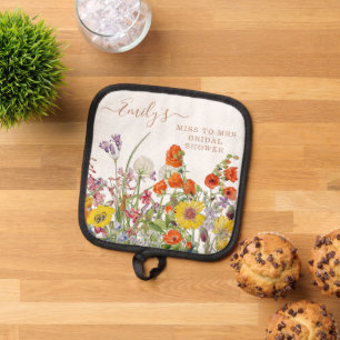 Colourful Wild Flowers Miss To Mrs Bridal Shower Pot Holder