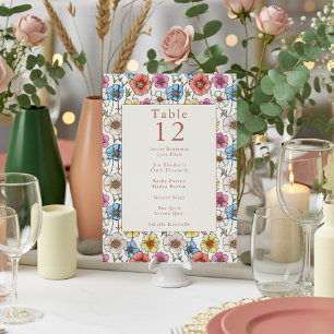 Colourful wild flowers table number place card