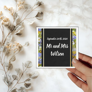 Colourful Wild Flowers Wedding Cocktail napkins