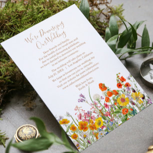 Colourful Wild Flowers We're Downsizing Our Weddin Holiday Card