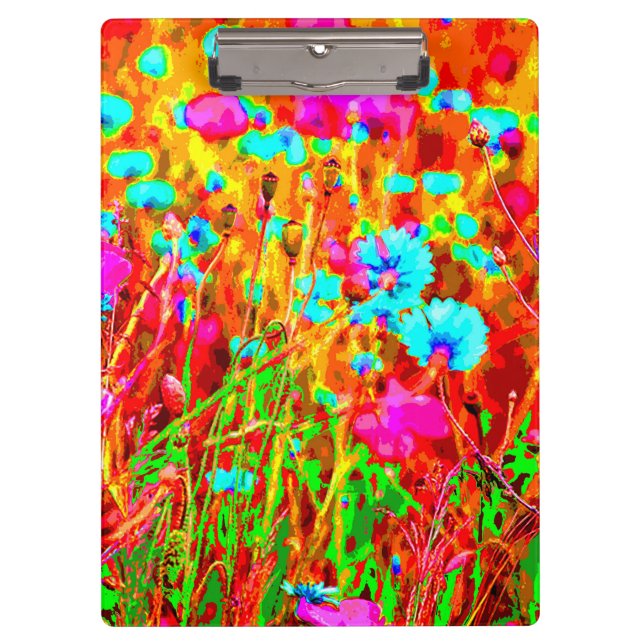 Colourful Wild Meadow in Bloom Pop Art Style Clipboard (Front)