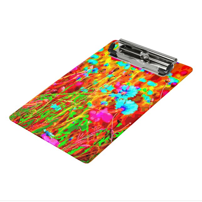 Colourful Wild Meadow in Bloom Pop Art Style Mini Clipboard (Angled3)