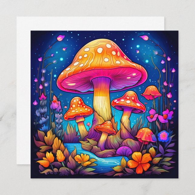 Colourful Wild Mushrooms Illustration Card (Front/Back)