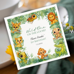 Colourful Wild One 1st Birthday Party Paper Napkin