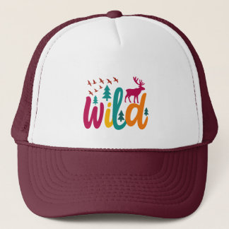 Colourful Wild Print with Forest and Deer Graphic Trucker Hat