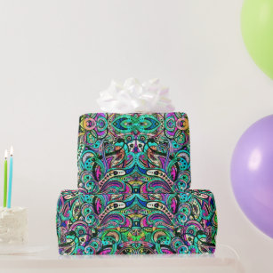 Colourful Wild Psychedelic Swirls Pattern Wrapping Paper