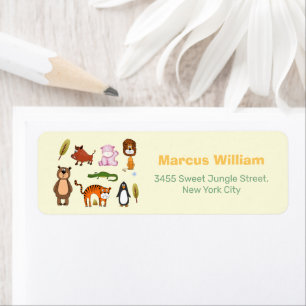 Colourful Wild Safari Baby Shower Return Address Label