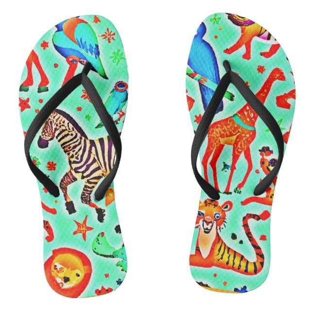 Colourful Wild Wonder Animal Kingdom Thongs (Footbed)