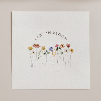 Colourful Wildflower Baby In Bloom Baby Shower Napkin