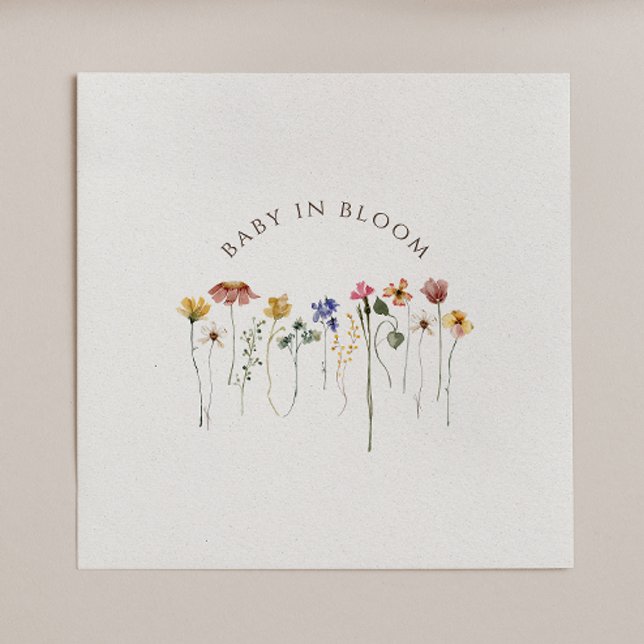 Colourful Wildflower Baby In Bloom Baby Shower Napkin (Creator Uploaded)