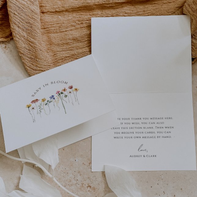 Colourful Wildflower Baby In Bloom Baby Shower Thank You Card (Creator Uploaded)