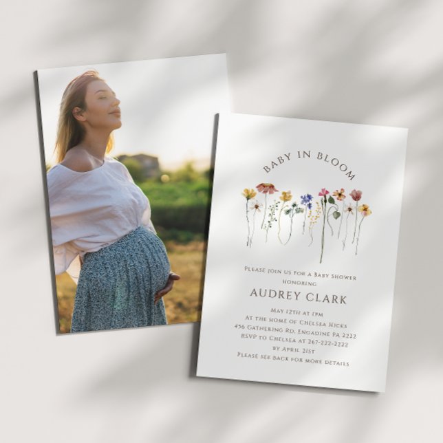 Colourful wildflower Baby In Bloom Photo Invitation (Creator Uploaded)