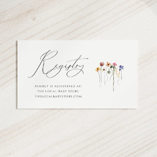 Colourful Wildflower Baby Registry  Enclosure Card