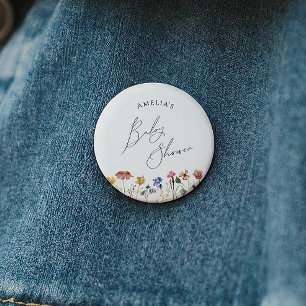 Colourful Wildflower Baby Shower 6 Cm Round Badge