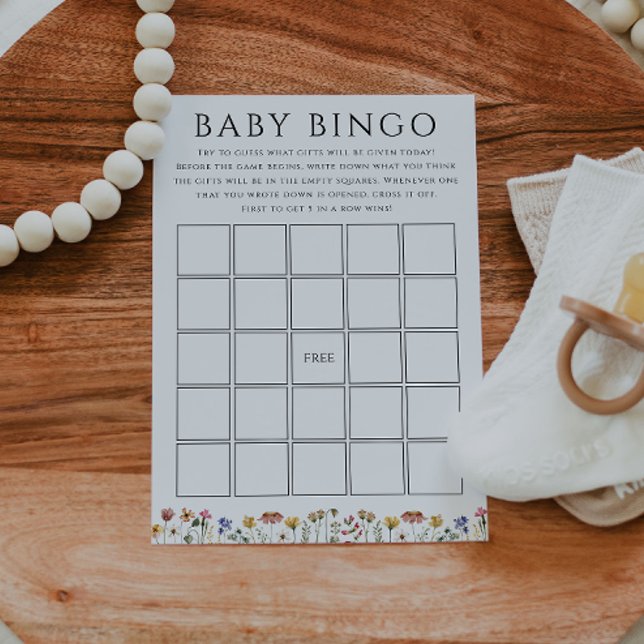 Colourful Wildflower Baby Shower Baby Bingo Card (Creator Uploaded)
