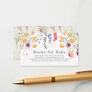 Colourful Wildflower Baby Shower Books for Baby Enclosure Card
