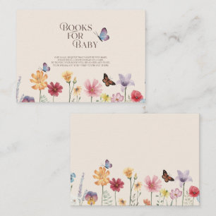 Colourful Wildflower Baby Shower Books for Baby Enclosure Card