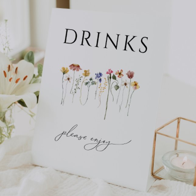 Colourful Wildflower Baby Shower Drinks Pedestal Sign (Creator Uploaded)