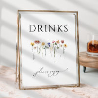 Colourful Wildflower Baby Shower Drinks Sign